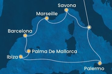 Taliansko, Francúzsko, Španielsko z Civitavechie na lodi Costa Smeralda