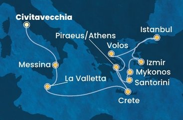 Taliansko, Malta, Grécko, Turecko z Civitavechie na lodi Costa Fortuna