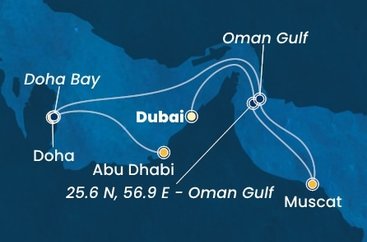 Spojené arabské emiráty, Omán, , Katar z Dubaja na lodi Costa Smeralda