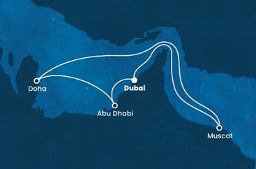 Spojené arabské emiráty, Omán, Katar z Dubaja na lodi Costa Toscana