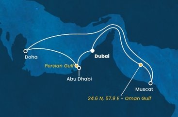 Spojené arabské emiráty, , Katar, Omán z Dubaja na lodi Costa Smeralda