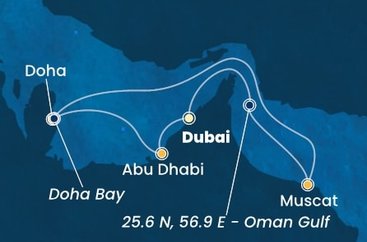 Spojené arabské emiráty, Omán, Katar z Dubaja na lodi Costa Smeralda