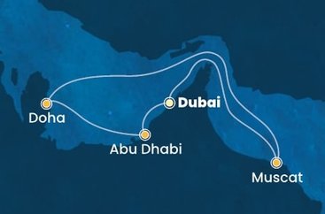 Spojené arabské emiráty, Omán, Katar z Dubaja na lodi Costa Toscana