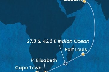 Spojené arabské emiráty, Omán, Maurícius, Juhoafrická republika z Dubaja na lodi Costa Smeralda