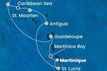 Martinik, Zámořské společenství Francie, Guadeloupe, Britské Panenské ostrovy, , Svatý Martin, Antigua a Barbuda, Svätá Lucia z Fort de France, Martinik na lodi Costa Fortuna