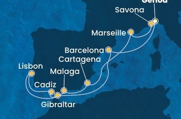 Taliansko, Španielsko, Portugalsko, Gibraltár, Francúzsko z Janova na lodi Costa Diadema