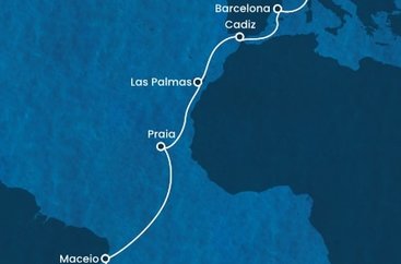 Taliansko, Španielsko, Kapverdy, Brazília z Janova na lodi Costa Diadema