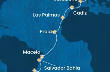 Taliansko, Španielsko, Kapverdy, Brazília z Janova na lodi Costa Diadema