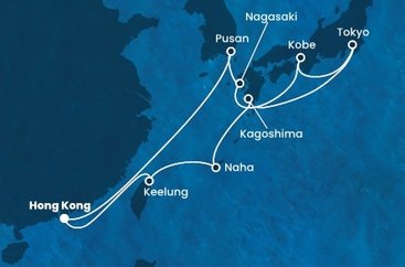 Čína, Tchaj-wan, Japonsko, Južná Kórea z Hong Kongu na lodi Costa Serena