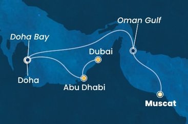 Omán, , Katar, Spojené arabské emiráty z Muscatu na lodi Costa Smeralda