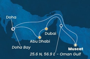 Omán, Katar, Spojené arabské emiráty z Muscatu na lodi Costa Smeralda