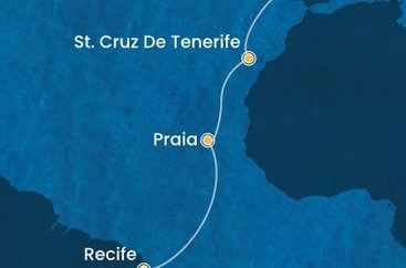 Brazília, Kapverdy, Španielsko, Portugalsko z Maceia na lodi Costa Pacifica