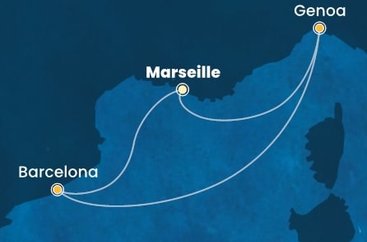 Francúzsko, Taliansko, Španielsko z Marseille na lodi Costa Favolosa