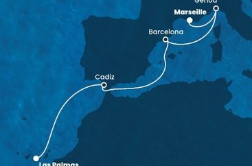 Francúzsko, Taliansko, Španielsko z Marseille na lodi Costa Diadema