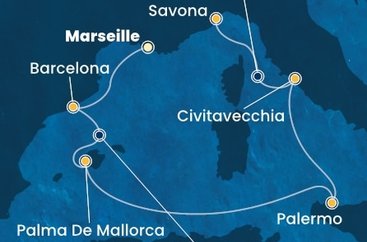 Francúzsko, Španielsko, Taliansko z Marseille na lodi Costa Toscana