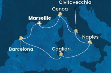 Francúzsko, Španielsko, Taliansko z Marseille na lodi Costa Toscana