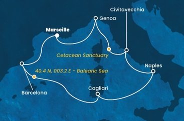 Francúzsko, Španielsko, Taliansko z Marseille na lodi Costa Smeralda