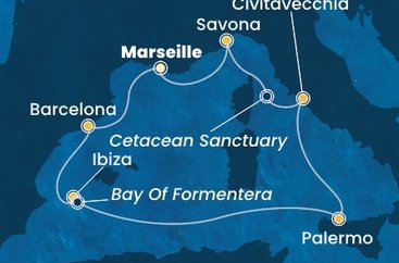 Francúzsko, Španielsko, Taliansko z Marseille na lodi Costa Toscana