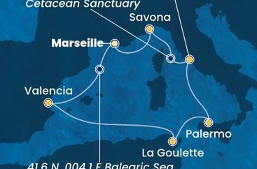 Francúzsko, Španielsko, Tunisko, Taliansko z Marseille na lodi Costa Pacifica