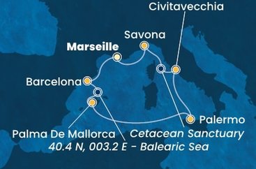 Francúzsko, Španielsko, Taliansko z Marseille na lodi Costa Toscana