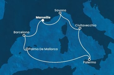 Francúzsko, Španielsko, Taliansko z Marseille na lodi Costa Smeralda