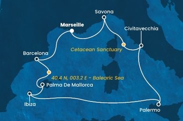 Francúzsko, Španielsko, Taliansko z Marseille na lodi Costa Toscana