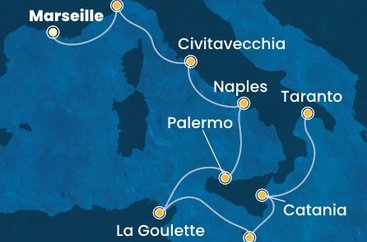 Francúzsko, Taliansko, Tunisko, Malta z Marseille na lodi Costa Fascinosa