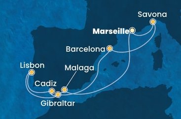 Francúzsko, Taliansko, Španielsko, Gibraltár, Portugalsko z Marseille na lodi Costa Fascinosa