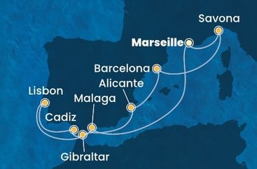 Francúzsko, Španielsko, Gibraltár, Portugalsko, Taliansko z Marseille na lodi Costa Favolosa