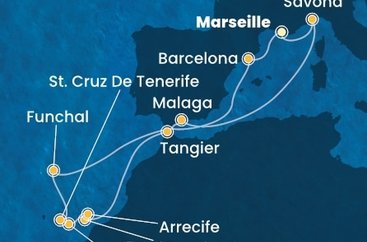 Francúzsko, Taliansko, Španielsko, Maroko, Portugalsko z Marseille na lodi Costa Fortuna