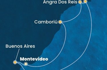 Uruguaj, Argentína, Brazília z Montevidea na lodi Costa Favolosa