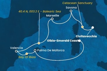 Taliansko, Španielsko, , Francúzsko z Olbie na lodi Costa Pacifica