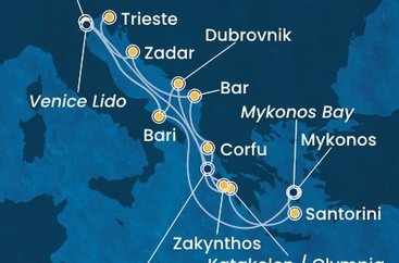 Taliansko, Grécko, Chorvátsko, Nórsko na lodi Costa Deliziosa