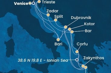 Taliansko, Chorvátsko, Grécko, Čierna Hora na lodi Costa Deliziosa