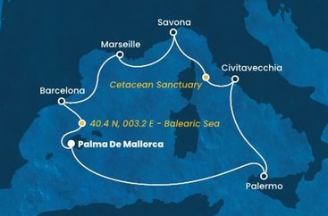 Španielsko, Taliansko, Francúzsko z Palmy de Mallorca na lodi Costa Toscana