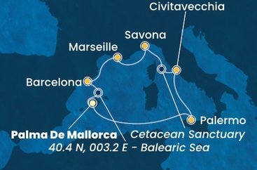 Španielsko, Taliansko, Francúzsko z Palmy de Mallorca na lodi Costa Toscana