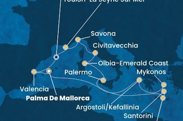 Španielsko, Grécko, Taliansko, Francúzsko z Palmy de Mallorca na lodi Costa Pacifica