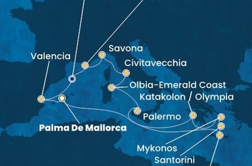 Španielsko, Grécko, Taliansko, Francúzsko z Palmy de Mallorca na lodi Costa Pacifica