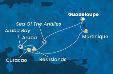 Guadeloupe, Zámořské společenství Francie, Bonaire, Aruba, Holandsko, Curacao, Martinik z Pointe-à-Pitre na lodi Costa Fortuna