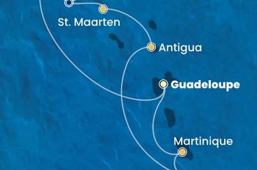 Guadeloupe, Britské Panenské ostrovy, , Svatý Martin, Antigua a Barbuda, Svätá Lucia, Martinik z Pointe-à-Pitre na lodi Costa Fortuna