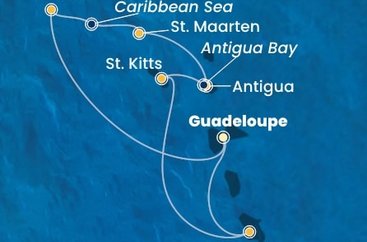 Guadeloupe, Britské Panenské ostrovy, , Svatý Martin, Antigua a Barbuda, Svätý Krištof a Nevis, Martinik z Pointe-à-Pitre na lodi Costa Fortuna