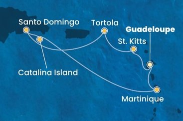 Guadeloupe, Svätý Krištof a Nevis, Britské Panenské ostrovy, Dominikánska republika, Martinik z Pointe-à-Pitre na lodi Costa Fascinosa