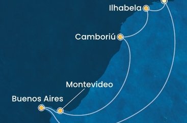 Brazília, Argentína, Uruguaj z Rio de Janeira na lodi Costa Favolosa