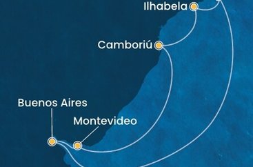 Brazília, Uruguaj, Argentína z Rio de Janeira na lodi Costa Favolosa