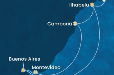 Brazília, Argentína, Uruguaj z Rio de Janeira na lodi Costa Favolosa