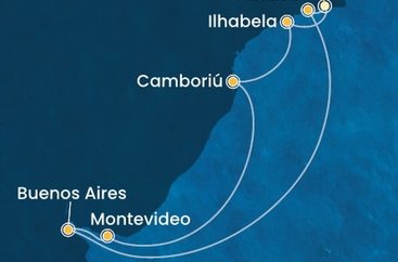 Brazília, Argentína, Uruguaj z Rio de Janeira na lodi Costa Favolosa