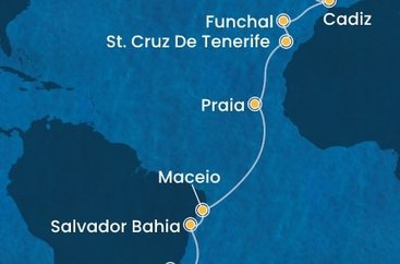 Brazília, Kapverdy, Španielsko, Portugalsko z Rio de Janeira na lodi Costa Diadema