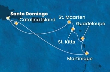 Dominikánska republika, Martinik, Guadeloupe, Svätý Krištof a Nevis, Svatý Martin zo Santa Dominga na lodi Costa Fascinosa