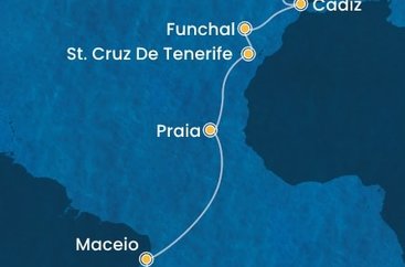 Brazília, Kapverdy, Španielsko, Portugalsko zo Salvadoru na lodi Costa Diadema