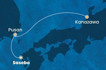 Japonsko, Južná Kórea zo Saseba na lodi Costa Serena